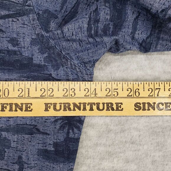 Peter Millar Sea Lore Chambray Hawaiian Shirt Mens Large Blue Tropical Stretch - Picture 7 of 8